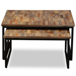 Berkfield Nesting Coffee Table Set 2 Pieces Solid Reclaimed Teak - thumbnail 2