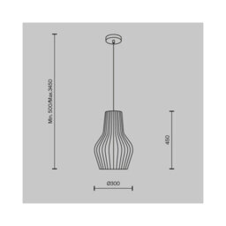 Luminosa Lighting Luminosa Roots I Modern 30Cm Wire Frame Pendant Ceiling Light Black 1Xe27 Beige Shade - thumbnail 2