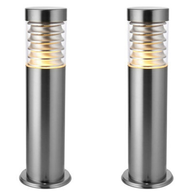 2 Pack Outdoor Ip44 Bollard Light Marine Grade Steel Lamp Post Garden Patio - image 1