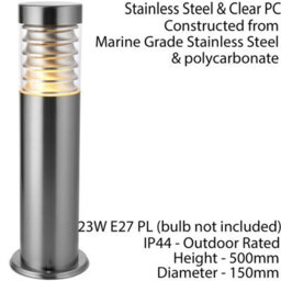 2 Pack Outdoor Ip44 Bollard Light Marine Grade Steel Lamp Post Garden Patio - thumbnail 3