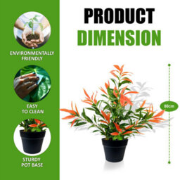 Crystals 80Cm Artificial Ficus Tree Photinia Red Robin Faux Plant In Pot - thumbnail 2