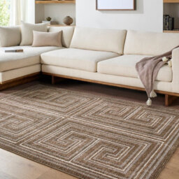 Livabliss La Luna-Global Brown Taupe Grey Graphic Living Dining Bedroom Rug 200 X 275 Cm Easy Care, Non Shedding - thumbnail 1