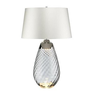Elegant Off-White Table Lamp With Smoke-Tinted Glass Shade - Led E27 60W