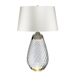 Elegant Off-White Table Lamp With Smoke-Tinted Glass Shade - Led E27 60W