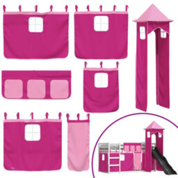 Berkfield Bunk Bed Without Mattress With Slide And Curtains Pink 90X190 Cm Single - thumbnail 5