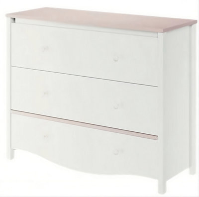 Arte Mia Mi-16 Chest Of Drawers 110Cm - White And Pink - 3 Drawer Bedroom Storage - image 1
