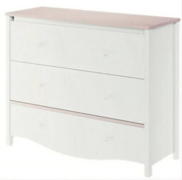 Arte Mia Mi-16 Chest Of Drawers 110Cm - White And Pink - 3 Drawer Bedroom Storage - thumbnail 1