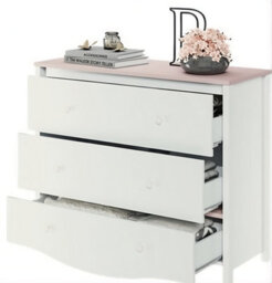 Arte Mia Mi-16 Chest Of Drawers 110Cm - White And Pink - 3 Drawer Bedroom Storage - thumbnail 2