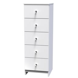 Yarmouth Ready Assembled Matt White No Effect 5 Drawer Bedside Chest (H)1067mm (W)370mm (D)390mm - thumbnail 2