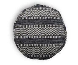 Littens Black Chevrons Handwoven Chunky Cotton Round Pouffe Seat Bean Bag Footstool 50Cm X 35Cm - thumbnail 3