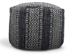 Littens Black Chevrons Handwoven Chunky Cotton Round Pouffe Seat Bean Bag Footstool 50Cm X 35Cm - thumbnail 2