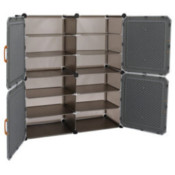Breeins 6 Tier Double-Row Foldable Shoe Cabinet With Doors For 24 Pairs Of Shoes At The Entrance - thumbnail 3