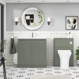 Royal Bathrooms Elmore 800mm Traditional Floor Standing 2 Door Bathroom Vanity Unit Cabinet With Ceramic Basin Sink - Matt Green - thumbnail 4