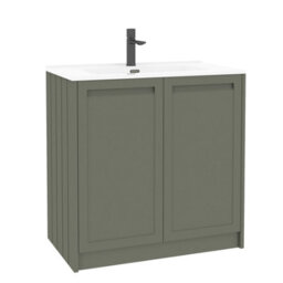 Royal Bathrooms Elmore 800mm Traditional Floor Standing 2 Door Bathroom Vanity Unit Cabinet With Ceramic Basin Sink - Matt Green - thumbnail 6