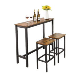Modcraft Bar Table Desk, Industrial Style, 120X40X100 Cm, Vintage Brown And Black, Sturdy Metal Frame - thumbnail 2