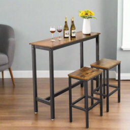 Modcraft Bar Table Desk, Industrial Style, 120X40X100 Cm, Vintage Brown And Black, Sturdy Metal Frame - thumbnail 5