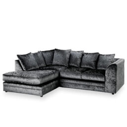 Bella Crushed Velvet Left Hand Facing Corner Sofa Black - thumbnail 2