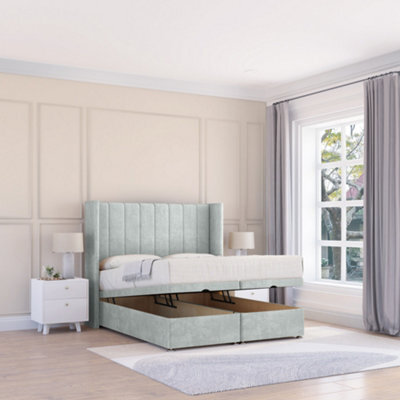 "Sloomy Falcon Silver Naples 3Ft Ottoman Bed End Opening With Sprung Memory Mattress & 54"" Headboard-Single" - image 1