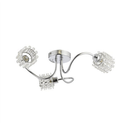 First Choice Lighting Katarina - 3Lt Semi Flush Ceiling Light With Jewelled Glass Shades - image 1