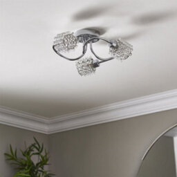 First Choice Lighting Katarina - 3Lt Semi Flush Ceiling Light With Jewelled Glass Shades - thumbnail 4