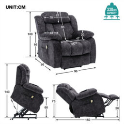 Abrihome Power Massage Lift Recliner With Heat & Vibration - Heavy Duty Safety Recliner For Elderly, Anti-Skid Fabric - thumbnail 8