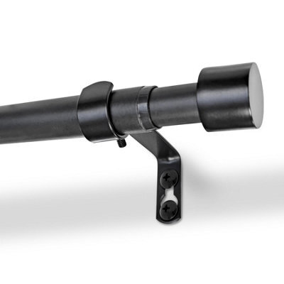 Harbour Housewares Extendable Metal Curtain Pole Kit - 83 To 120Cm - Matt Black - image 1
