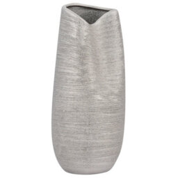 Beliani Decorative Vase Derbe Stoneware 32 Cm Silver - thumbnail 1