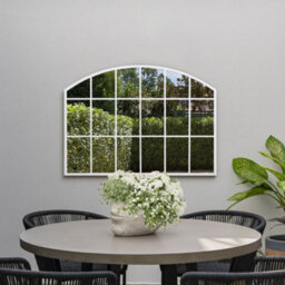Mirroroutlet The Arcus White Framed Arched Wall Garden Mirror 90Cm X 65Cm