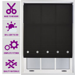 Made To Measure Daylight Roller Blind With Chrome Round Eyelets By Furnished - Black (W)240Cm X (L)210Cm