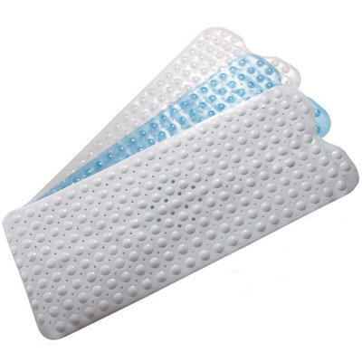 Non-Slip Bath Mat - Full-Length, Machine Washable, Durable & Mould-Resistant, Suction Cups, 98X39Cm - Blue