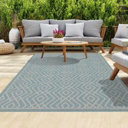 Homeart Outdoor Rugs Easy Cleaning Area Rugs For Balcony,garden,picnic,uv Weather Resistant Aqua Cream, 140 X 200 Cm