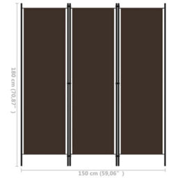 Berkfield 3-Panel Room Divider Brown 150X180 Cm - thumbnail 6