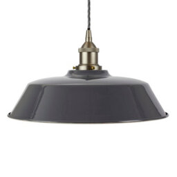 Slate Grey Chancery Painted Dome Pendant Light With Brushed Chrome Lamp Holder And Grey Twisted Cable - Se Home - thumbnail 1