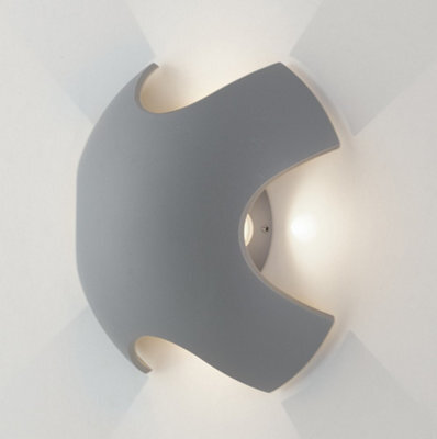 Luminosa Lighting Luminosa Ghibli Outdoor Led 4 Light Flush Wall Light Silver, Ip54 520Lm 3000K 19.8X6.6Cm