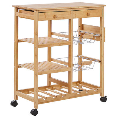 Beliani Kitchen Trolley Morino Bamboo Light Brown - image 1