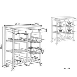 Beliani Kitchen Trolley Morino Bamboo Light Brown - thumbnail 3