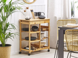 Beliani Kitchen Trolley Morino Bamboo Light Brown - thumbnail 2
