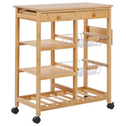 Beliani Kitchen Trolley Morino Bamboo Light Brown