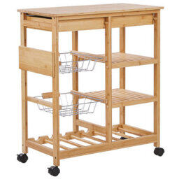 Beliani Kitchen Trolley Morino Bamboo Light Brown - thumbnail 6