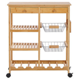 Beliani Kitchen Trolley Morino Bamboo Light Brown - thumbnail 5