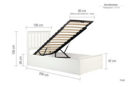 Single White Ottomam Bed 3Ft Storage Bed Frame Birlea Phoenix 90Cm - thumbnail 7