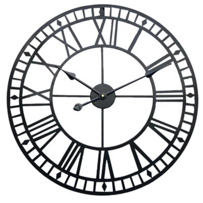 Living And Home Black Large Wall Clock Roman Numeral Silent Non Ticking For Kitchen Home 400mm - image 1