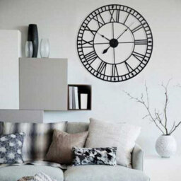 Living And Home Black Large Wall Clock Roman Numeral  Silent Non Ticking For Kitchen Home 400mm - thumbnail 3