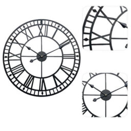 Living And Home Black Large Wall Clock Roman Numeral  Silent Non Ticking For Kitchen Home 400mm - thumbnail 4