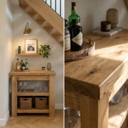 L90Xw42Cm Huxley Solid Oak Top Kitchen Island / Breakfast Bar / Grey Painted - thumbnail 7
