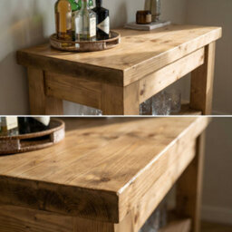 L90Xw42Cm Huxley Solid Oak Top Kitchen Island / Breakfast Bar / Grey Painted - thumbnail 4