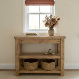 L90Xw42Cm Huxley Solid Oak Top Kitchen Island / Breakfast Bar / Grey Painted - thumbnail 3