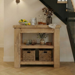 L90Xw42Cm Huxley Solid Oak Top Kitchen Island / Breakfast Bar / Grey Painted - thumbnail 5