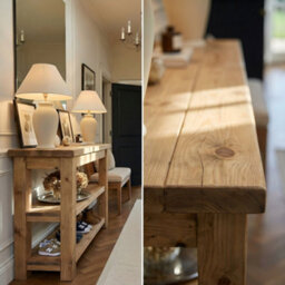 L90Xw42Cm Huxley Solid Oak Top Kitchen Island / Breakfast Bar / Grey Painted - thumbnail 2