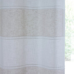 Tyrone Textiles Pair Of Santorini Natural Linen Look Stripe Panels With Eyelet Header 137Cm - thumbnail 3